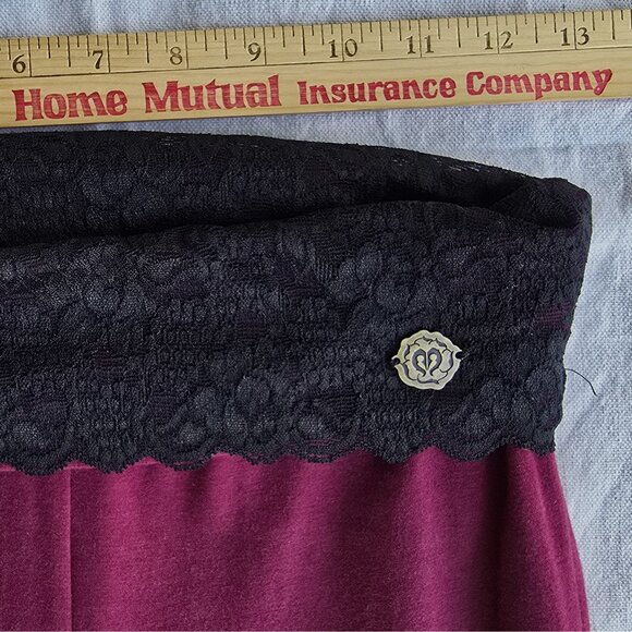 Melodia Designs Bamboo Ruffle Flare Pant Foldover Black Lace Waist Medium 32 - Picture 5 of 9